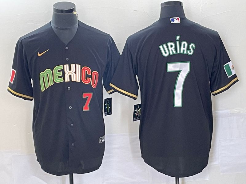 Men 2023 World Cub Mexico 7 Urias Black Nike MLB Jersey style 91822